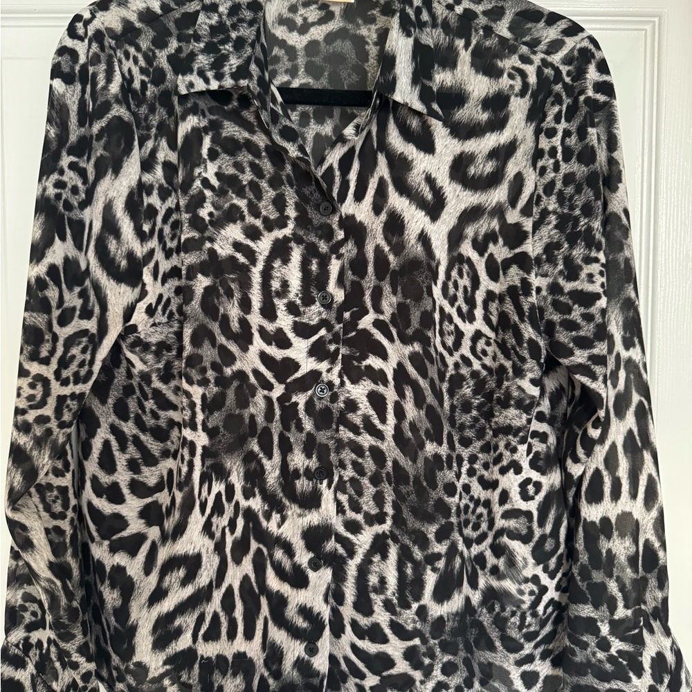 Michael Kors Black and Gray Animal Print Shirt